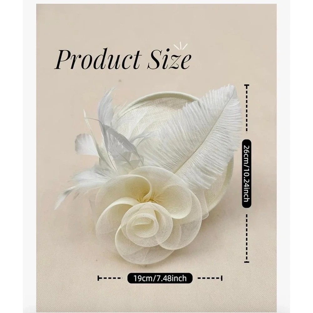 166.-   SAFERIN Women's Fascinators Feathers Tea Party Hat Veil Headband with Ha